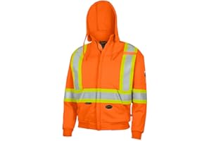 Pioneer FR Safety Zip-Up Hoodie - Heavyweight 100% Cotton - Flame Resistant Clothing for Work - Reflective Tape - Orange - Me