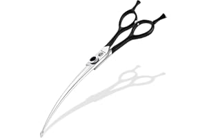 Dragon Creek 8" Downward Curved Dog Grooming Scissors Shears for Grooming Face and Paws Safety Round Tips Shears Trimming Cutting Scissors for Dog Cat Pet Black