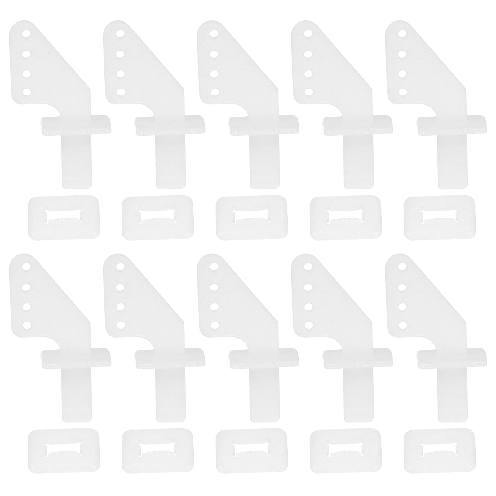 sourcing map 10Pcs Plastic Control Horns, 4 Hole 19x17mm Adjustment Needle Control Horn Rudder Angle for RC Airplane KT DIY Model Plane Parts Accessories, White