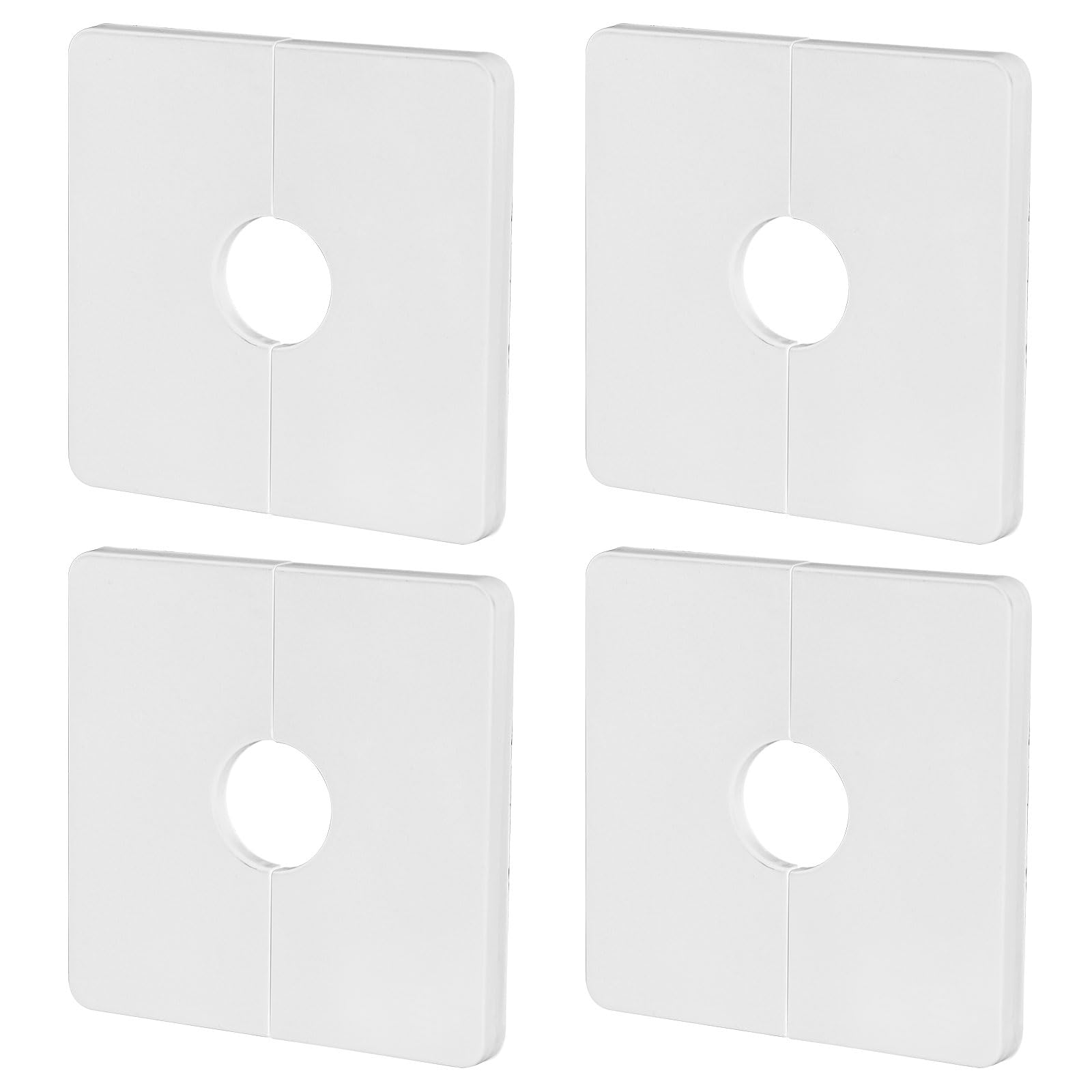4pcs Square Plumbing Cover Plates, Shower Faucet Cover Wall Hole Plate Square Shower Arm Flange Escutcheon Replacement Cover Plate for Standard 1/2" Pipes Multiple Scene Usage(White)
