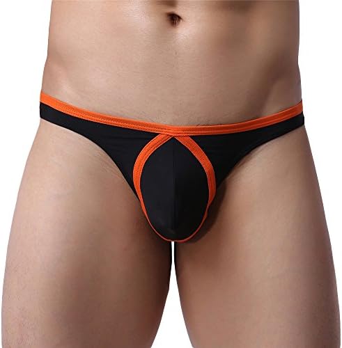 ANUN Men's Stretch Fit Ice-Silk G-Strings Thongs Underwear (S, Orange)