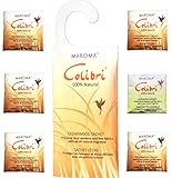 Colibri All Natural Moth Repellent / Clothing Protection with Pure Cedar Oil, Combo Pack: Hanging Sachet for Closet, Cloakroom & 5 Sachets for Drawers, Cupboards + Free Gift Colibri Sachet CC
