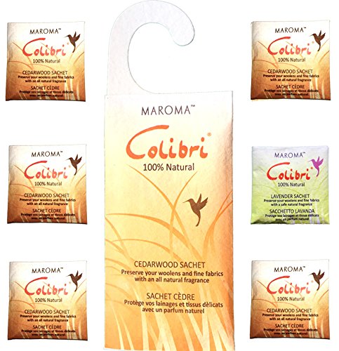 Colibri All Natural Moth Repellent / Clothing Protection with Pure Cedar Oil, Combo Pack: Hanging Sachet for Closet, Cloakroom & 5 Sachets for Drawers, Cupboards + Free Gift Colibri Sachet CC Colibri All Natural Moth Repellent / Clothing Protection with Pure Cedar Oil, Combo Pack: Hanging Sachet for Closet, Cloakroom & 5 Sachets for Drawers, Cupboards + Free Gift Colibri Sachet CC