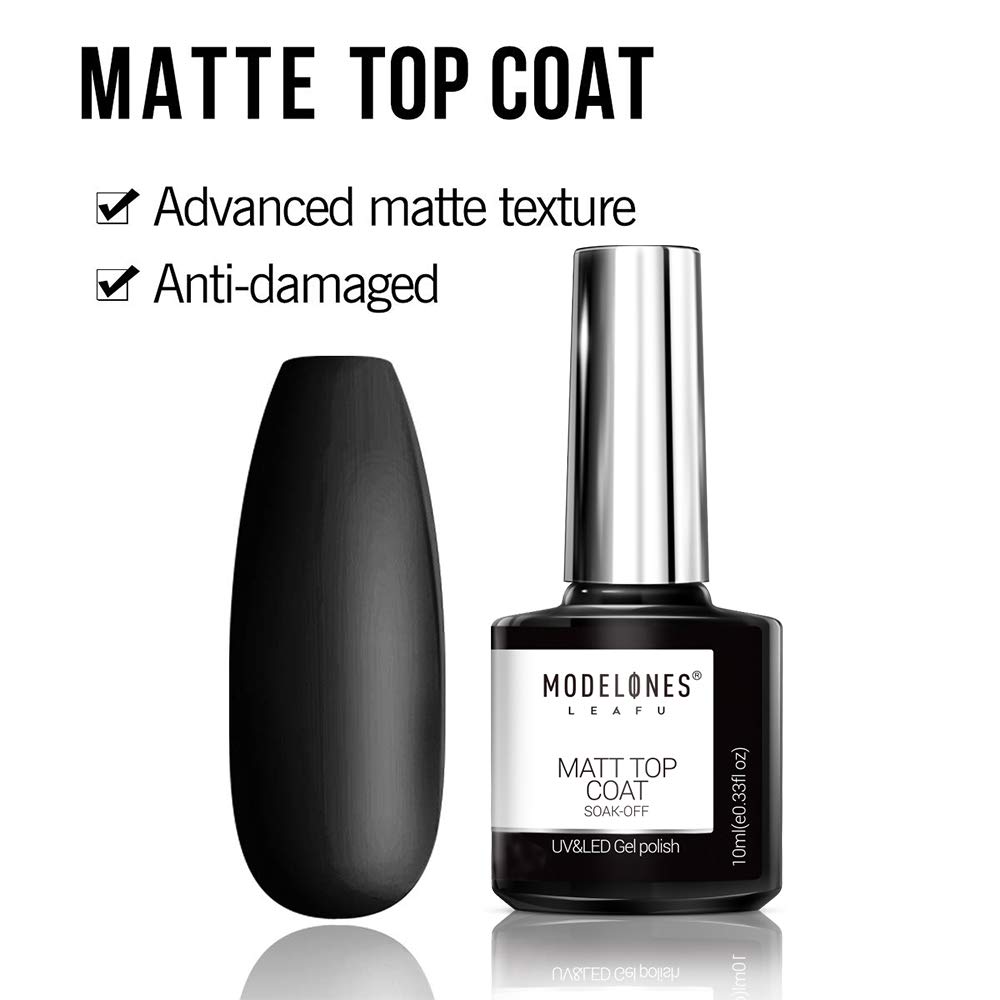 Modelones Matte Gel Top Coat With Base Top Coat Gel Nail Polish, No Wipe Top Coat LED Nail Lamp Needed, Soak Off Varnish 3x10ml, High Gloss Shiny and Matte Effects In One Set : Beauty