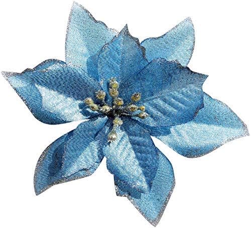 RB 20 Pcs Glitter Poinsettia Christmas Tree Ornaments Christmas Tree Decorative Silk Flower