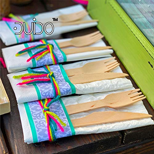 Biodegradable Disposable Wooden Cutlery Utensils - (Pack of 330) 110 Forks 110 Knives 110 Spoons 5.5-inch Set Eco-Friendly Compostable Silverware Kit Party Supplies Events
