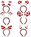 Aneco 6 Pack Christmas Toys Headbands Santa Headbands Reindeer Antlers Headband for Cosplay or Christmas Party Supplies