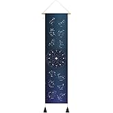 Hanging Poster Canvas Wall Art Banner 12 Constellation Stars, Zodiac Tapestry Astrology Tapestry symbols for Wall Decor Wall Hanging Tapestry Decoration For Home,Office,Room (13''x 56''/33x142cm)