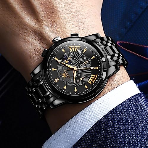 OLEVS Watches for Men Dress Watch with Day Classic Wrist Watches Multifunction Luminous Men Stainless Steel Wristwatch Water Resistant Chronograph Men Business Watches