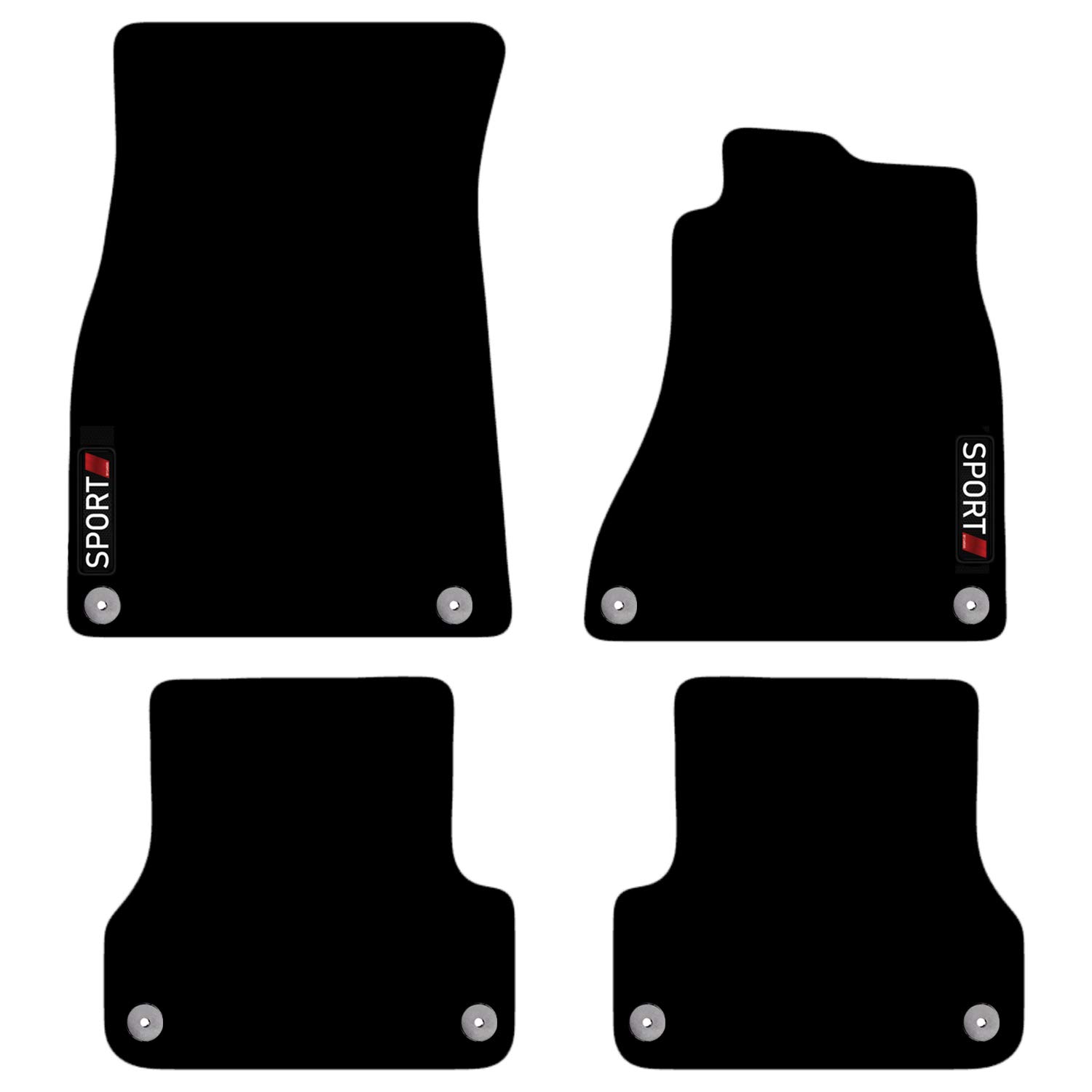 Carsio Carpet Car Mats For Audi A6 C7 2011+ Onwards with Sport logo (8 Clips) Tailored Fit Floor Mat Complete Accessory Custom Fitted - All Weather, Anti-Slip Backing & Black Trim