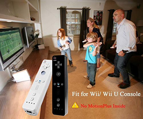 Wii Remote Controller for Wii/Wii U Console, Wiimote Controller for Nintendo (NO Skin NO Wrist Strap NO MotionPlus Inside), Black