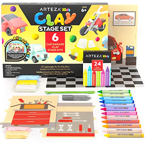 Arteza Kids Air Dry Clay, 42 Bars, Car Garage Modeling Clay Kit, 4