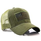 US Flag Patch Tactical Style Mesh Trucker Baseball Cap Hat