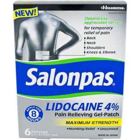Salonpas Lidocaine Pain Relieving Maximim Strength Gel-Patch, 6 Little Patches (Pack of 2)