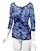 Lock and Love WT1059 Womens Round Neck 3/4 Sleeve Tie Dye Drape Top with Side Shirring XXL NAVY