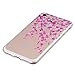 iPhone 7 Case, 3Cworld Ultra Thin Clear Art Pattern Crystal Gel TPU Rubber Flexible Slim Skin Soft Case for iPhone 7 (Branches Plum Flowers - Pink)