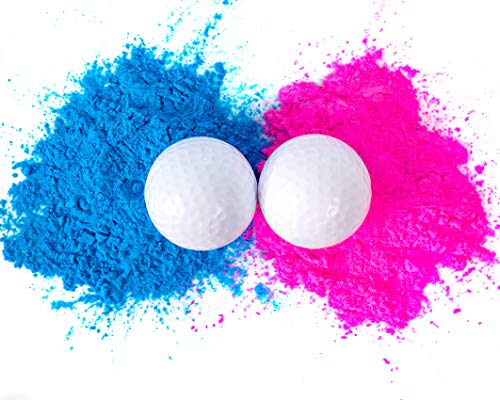 Winsharp Gender Reveal Golf Balls Exploding Golf Ball Set - 2 Balls - 1 Pink & Blue Plus Golf Tees and 20 Pink and 20 Blue Baby Gender Voting Stickers - Thumbnail 2