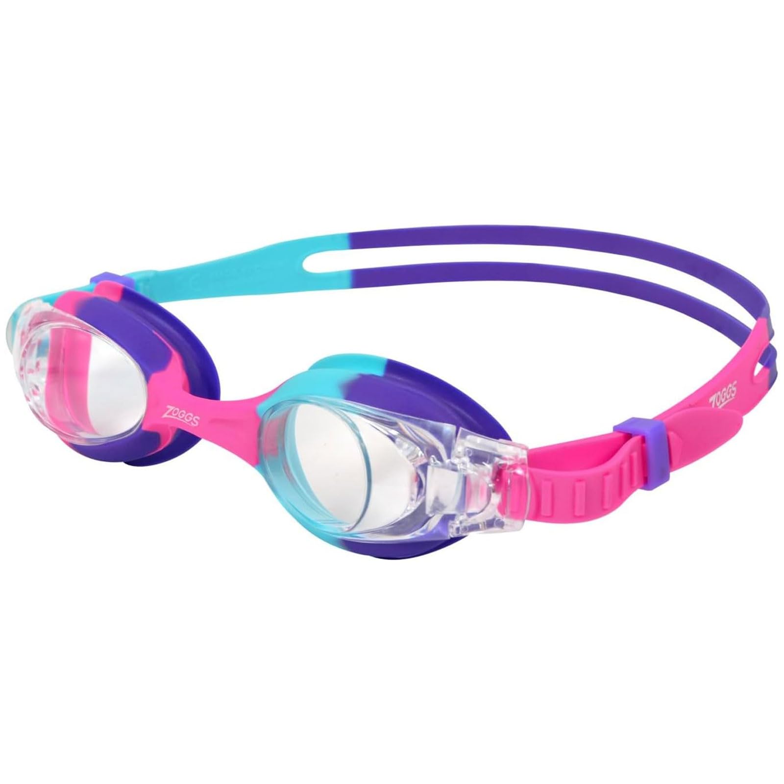 Zoggs Unisex Child Little Bondi with UV Protection And Anti-fog Swimming Goggles - Aqua/purple/Clear lenses, 0-6 years