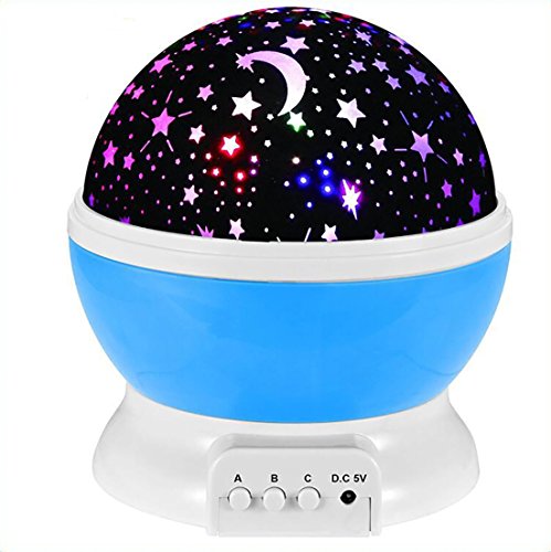 Red Simi Rotating Moon Star Baby Night Light Projector for Christmas & Festival Gift,3 Modes Galaxy Constellation Children Projection Lamp for Sleeping Bedroom(Blue)