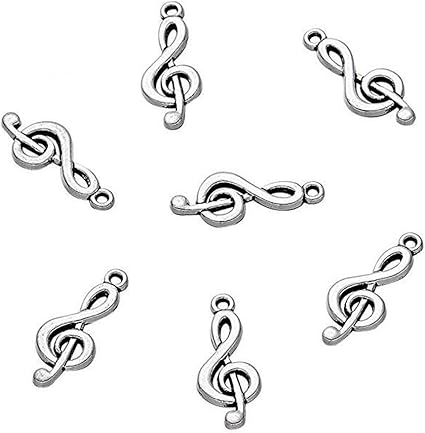 Amazon Co Jp 100個 26x10x2mm 合金 音符 ジュエリー アクセサリー チベットスタイル ト音記号ペンダント 無料の音楽ビーズ 音符チャーム 鉛フリー ニッケルフリー ホーム キッチン