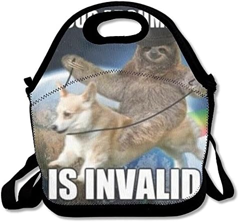 Sloth Ride On Corgi Lunch Bag Lunch Tote Bag Travel School Picnic Lunch Box For Men &amp; Women &amp; Kids