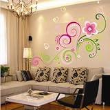 TRURENDI Heart Shaped Flower Vine Wall Sticker Decor Paper Decals Removable Art Kids Children