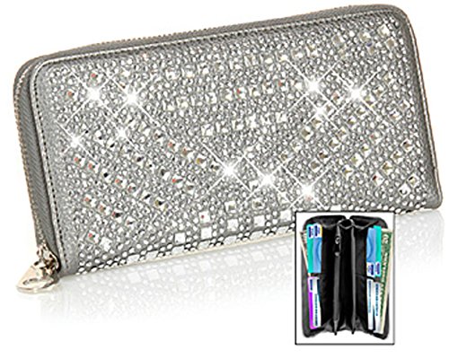 Zzfab Gem Sparkle Wallet Matching Rhinestone Wallet for Sparkle Purse Pewter