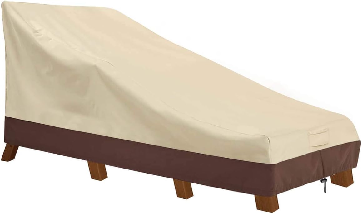 Amazon Com Vailge Waterproof Patio Chaise Lounge Cover 600d Heavy Duty Outdoor Lounge Chair Covers Uv Resistant Patio Furniture Covers Large Beige Brown Kitchen Dining