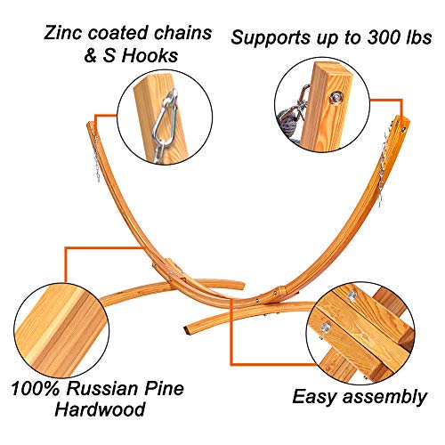 Lazy Daze Hammocks 10 FT Outdoor Arc Wood Hammock Stand, 2 Person
