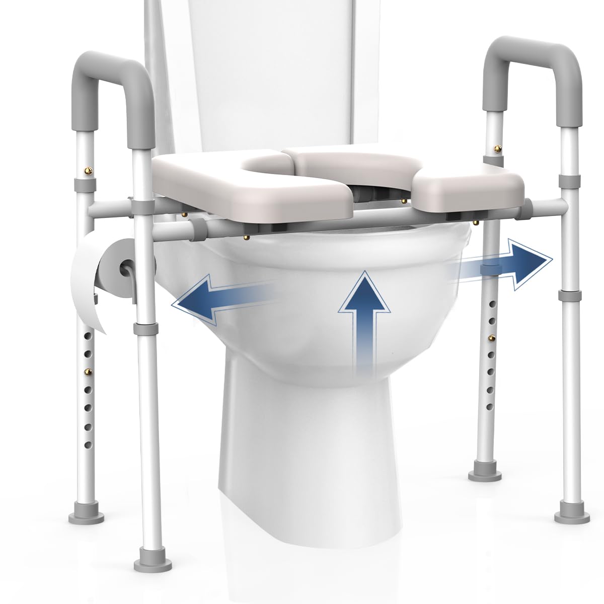 Photo 1 of Raised Toilet Seat with Handles - Width Adjustable Elevated Toilet Seat Riser, 400 lbs Toilet Seat Riser for Seniors, Handicap and Disabled, Fit Any Toilet