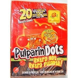De La Rosa Pulparindots Tamarind Extra Hot – Soft tamarind candy snack extra spicy – Box of 20 Packets with 10 Pcs EA.