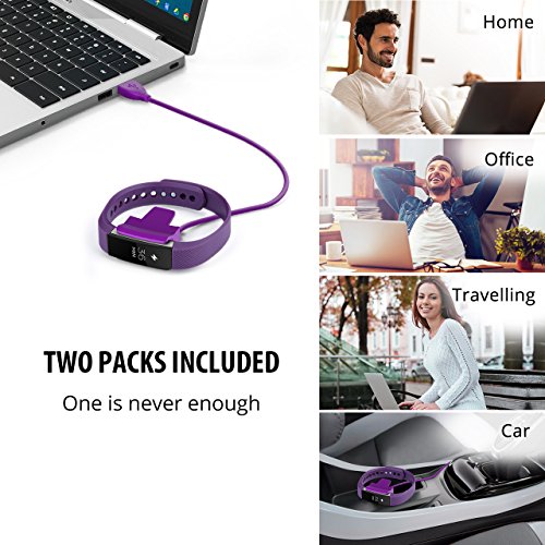 Cablor 2PCS Charger for Fitbit Alta , 30cm Fitbit Alta Replacement USB Charging Cable for Fibit Alta Band Wireless, Quality Power Charging Cord - Purple (No reset button)