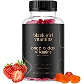 Black Girl Vitamins Once a Day - Womens Multivitamin Gummy - Vitamin A, B, C, E and Zinc. Multivitamin for Women, Immune Support. Vegan, Gluten-Free. Made in The USA (30 Day Supply, Strawberry)