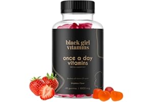 Black Girl Vitamins Once a Day - Womens Multivitamin Gummy - Vitamin A, B, C, E and Zinc. Multivitamin for Women, Immune Support. Vegan, Gluten-Free. Made in The USA (30 Day Supply, Strawberry)
