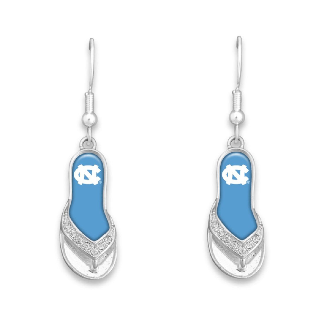 North Carolina Tar Heels1.25 Inch Licensed Silver Toned Flip Flop Earrings