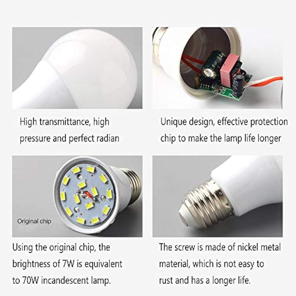 12V Low Voltage LED Light Bulbs Warm White 7W E26 Standard Base 60W