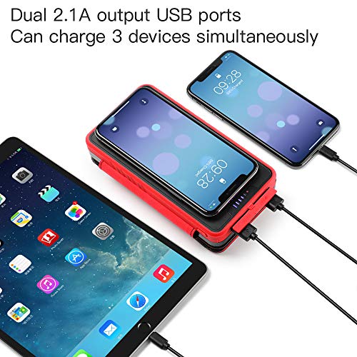 POWOBEST Solar Power Bank 20000mAh,Solar Charger,Qi Wireless Charger,Portable External Battery Pack with LED Flashlight,Cell Phone Solar Chargers,Charge 3 Devices Simultaneously 3 Solar Panels