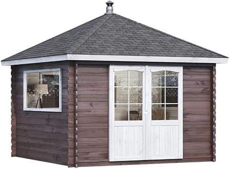 Alpholz Gartenhaus Spa Aus Fichten Holz Gartenhutte Mit Dachpappe Gerateschuppen Gross Naturbelassen Ohne Farbbehandlung 330 X 330cm Amazon De Garten