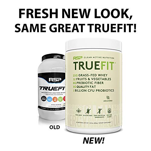 RSP TrueFit - Grass Fed Lean Meal Replacement Protein Shake, All Natural Whey Protein Powder with Fiber & Probiotics, Non-GMO, Gluten-Free & No Artificial Sweeteners, 2LB (Unflavored) - Thumbnail 2