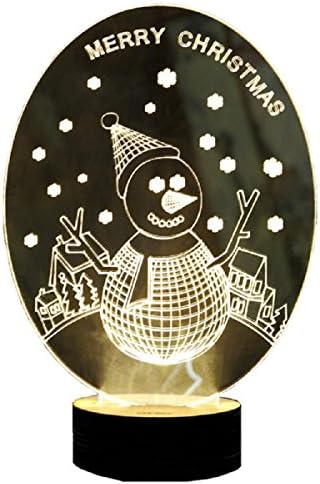 Pinron 3D Illusion Lamp Christmas Tree/Santa Claus/Elk/Snowman Acrylic 3D Light Creative Visual Tabletop Atmosphere LED Night Lights Energy-saving USB Light for Room Office Environment Decor
