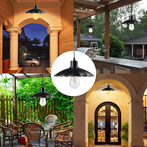 MEIHONG Solar Shed Lights, Solar Pendant Lights, Solar Barn Light, Retro Solar Chandelier Indoor & Outdoor Gazebo Lights with Remote Control and Pull Chain for Garden Yard Patio Balcony Porch Shed