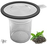 Caffèsta Extra-Fine Mesh Loose Leaf Tea Infuser with Silicone Lid, Basket Style