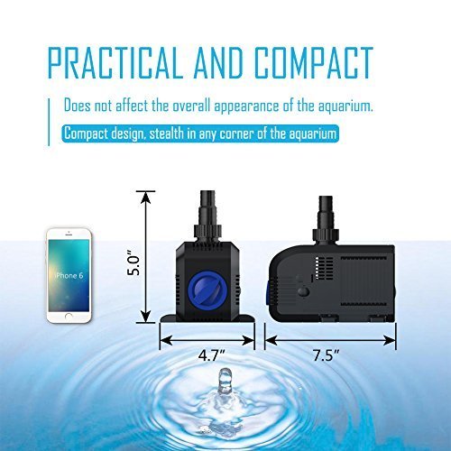 SongJoy 1321 GPH Hydroponics Submersible Water Pump 80W for Indoor Outdoor Fountain Pond Aquarium Fish Tank with 8.2ft Power Cord