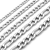 Zysta Stainless Steel Figaro Link Chain Necklace 20 Inches (3-7MM Available)