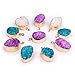 Zhenhui 3 Pieces Exaggeration Irregular Natural Drusy Necklace Pendant for DIY Jewelry Making Oval Shaped Agate Stone Pendant Valentine's Day Gift