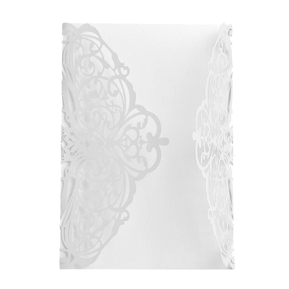 Invitation Envelopes Wedding Invitation Cards 10 Pack Wedding Cards Envelope Elegant White Laser Cut Mailing Quick Seal Blank Inserts Floral Design Invites Pocket for Engagement Party