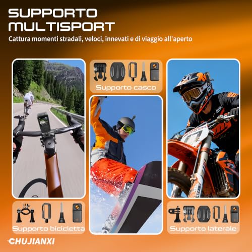 Mini Action Cam 4K, Action Cam WiFi Impermeabile, Bodycam Magnetica Professionale, Telecamera Indossabile per Casco Moto, Mini Action Camera per Sci Bici Equitazione MTB Calcio Snowboard Corsa