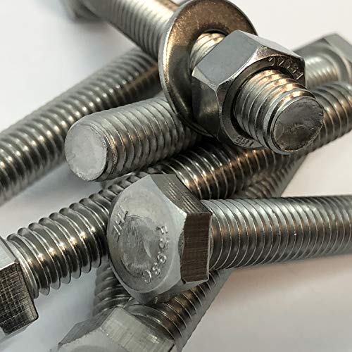 3/8" -16 x 3" - 304-STAINLESS STEEL BOLTS, NUTS & WASHERS - 18-8 HEX HEAD Bolt - 304 Grade. General Purpose (10) Bolts + (10) Nuts + (10) Washers - Thumbnail 4
