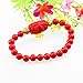 FOY-MALL Starfish Flowers Charm 8mm Cinnabar Beads Stretch Bracelet E1432