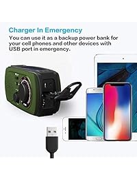 Radio de emergencia con cargador solar y de manivela   VMEI Noaa Weather Camp radio con 2200 mAh batería de emergencia para teléfono móvil, linterna Glare, SOS ayuda luces intermitentes y brújula (verde).